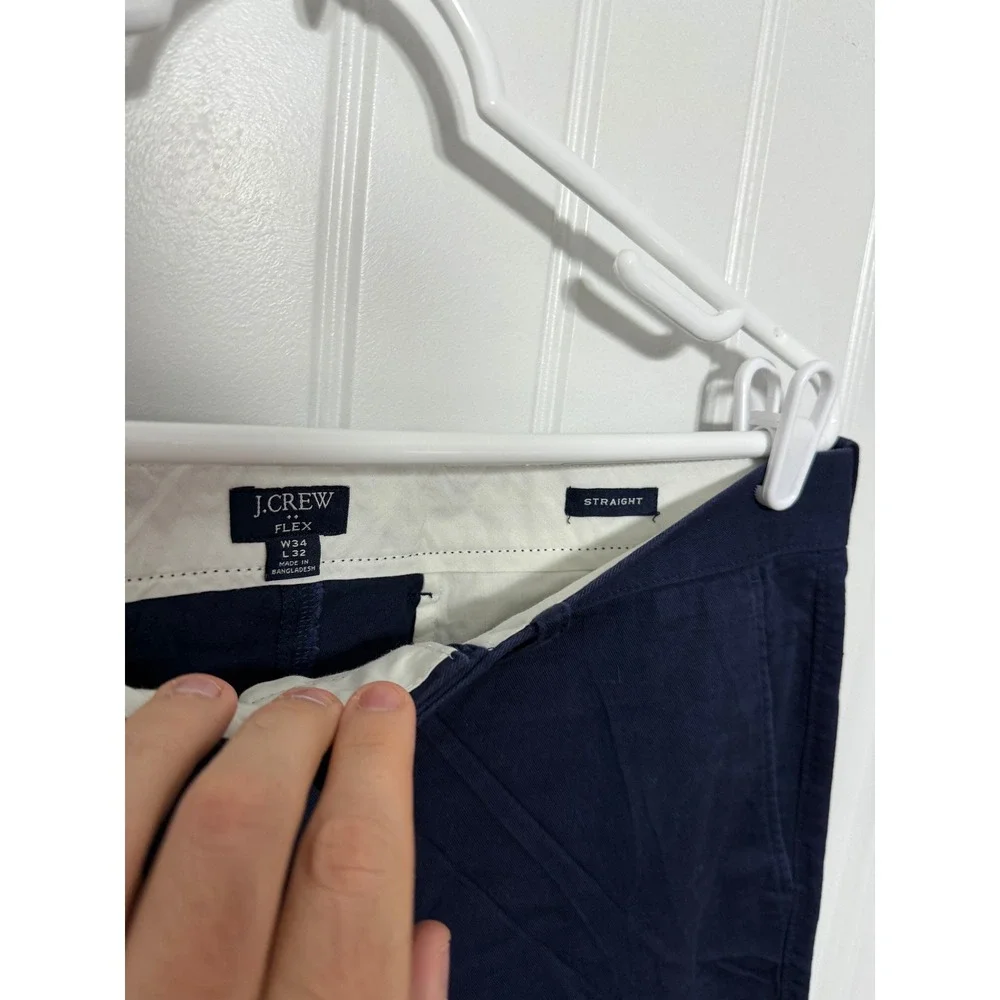 J.Crew Pants Mens 34x32 Flex Straight Navy Blue Chino Stretch EUC